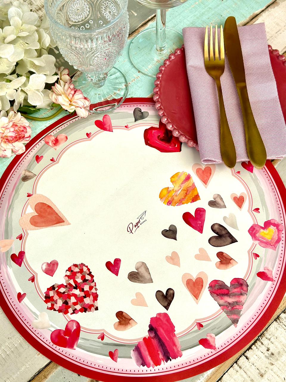 Individual Corazones Acuarela