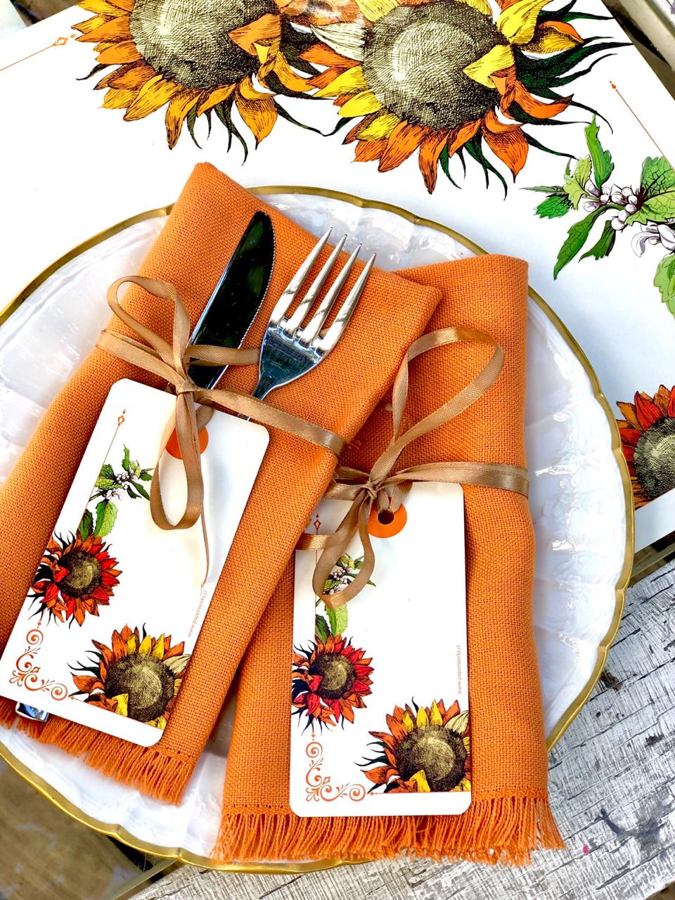 Tarjetas para Servilletas Girasol