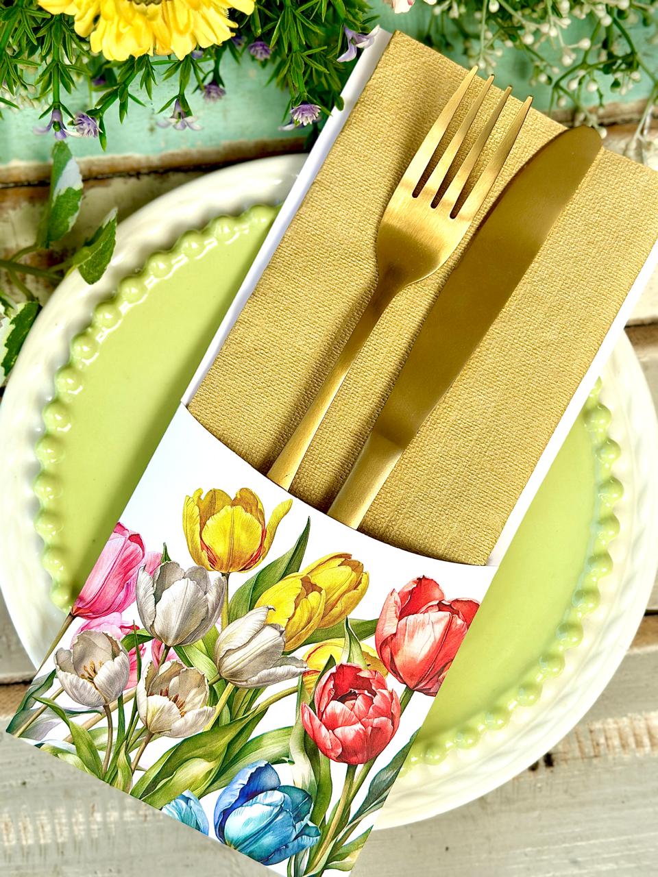 Porta Cubiertos Tulipanes