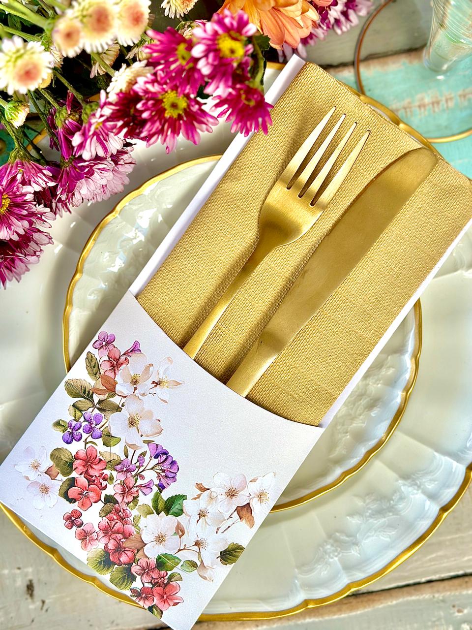 Porta Cubierto Plato de Flores Antiguo