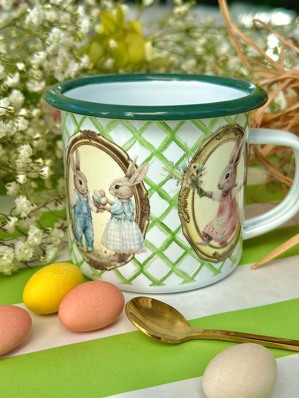 Tazón Enlozado Familia Conejo